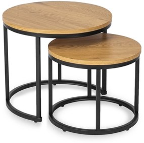 Zestaw Stolików Kawowych DELIA 43 cm/53 cm Dąb Złoty Nowoczesny Loft