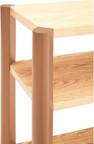 Ceglasty/w jasnym naturalnym kolorze regał w dekorze dębu 126x128x43 cm Bona – Teulat