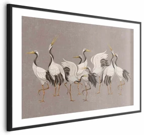 Plakat Taniec żurawi 60x40 cm z ramą czarną z marginesem ARTGEIST B