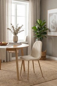 Jasnobeżowe metalowe krzesło tapicerowane welurem T3-H36