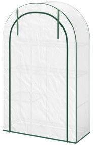 Outsunny Mini-szklarnia, 4-poziomowa szklarnia z folią plastikową, przenośna, z rolowanymi drzwiami, 100 x 45 x 160 cm, biała
