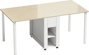 HOMCOM Stół Składany dla 6 Osób, Duży Stół Jadalniany 168 cm z 2 Szufladami i 4 Półkami | Aosom PL