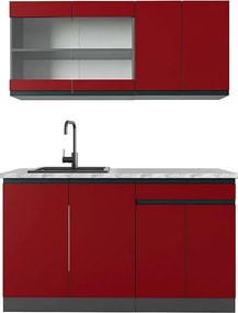 Pojedyncza kuchnia czerwony/antracyt 140x60x81.6 r-line