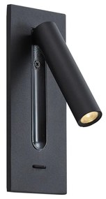 Nowoczesny Kinkiet / Lampa scienna czarny z LED - Plaza Nowoczesny Oswietlenie wewnetrzne