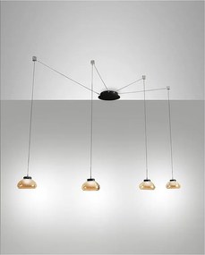 Lampa wisząca LED Arabella z metalu i bursztynowego szkła dmuchanego 3547-49-125 Fabas Luce