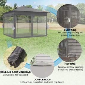 Outsunny Pawilon ogrodowy Z regulacją wysokości Z oświetleniem LED na energię słoneczną Składany 336 x 336 x 270 cm można zdalnie sterować | Aosom PL