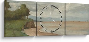 Obraz - Jean-Baptiste-Camille Corot, Beach Near Etretat, reprodukcje (z zegarem) (90x30 cm)