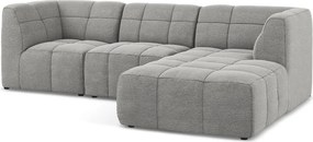 Szary narożnik z materiału bouclé (prawostronny/z szezlongiem) Aloha – Makamii