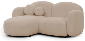 Jasnobrązowy narożnik z materiału bouclé (lewostronny/z szezlongiem) Orbit – Ropez