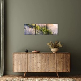 Obraz górskiego krajobrazu (z zegarem) (90x30 cm)