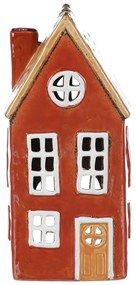 Świecznik Domek czerwony, ceramika, 11 x 9 x 23 cm
