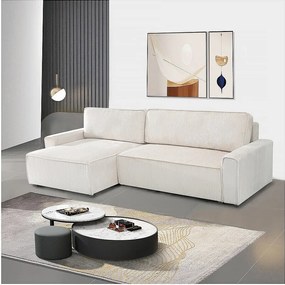 Sztruksowy narożnik rozkładany i odwracalny "Montaigne" - 3-osobowy - Beżowy