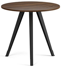 Stolik kawowy PRIMO ZEN, średnica 80 cm, czarna podstawa, orzech