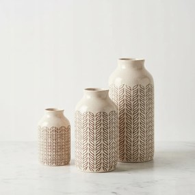 Osłonka Ceramiczna beżowa 17 cm Nowoczesny Wazon zdobiony Elegancki vintage