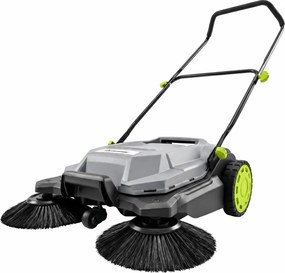 Outsunny Zamiatarka ręczna o szerokości zamiatania 68 cm, pojemnik na zabrudzenia 24 L, regulowany składany uchwyt 3-szczotkowy system zamiatania | Aosom PL