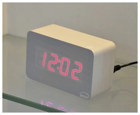 Zegar budzik drewniany led elektroniczny cyfrowy stojący - termometr + data