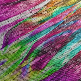 Obraz - Mur z cegły z kolorowymi płomieniami (170x50 cm)