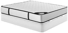 Zestaw 180 x 200 cm: stelaż skrzyniowy w białym kolorze + materac z 7-strefowymi sprężynami kieszeniowymi i pianką memory o grubości 22 cm – LUREAN od YSMÉE