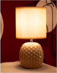 Brzoskwiniowa lampa stołowa ceramiczna z tekstylnym kloszem (wysokość 27 cm) Pontus – Mauro Ferretti