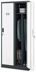 Szafka ubraniowa BHP antracytowo-biała: czterokomorowa KACPER, 800 x 1800 x 500 mm