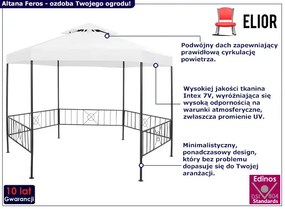 Biała altana ogrodowa z balustradą Boan