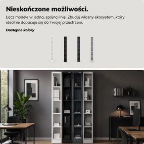 Regał metalowy wąski, archiwizacyjny na dokumenty antracytowy, 250x1850x400 mm: TIM
