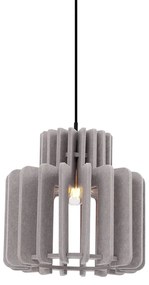 Retro Lampa Wisząca Czarna z Abażurem Taupe - Felt Retro Oswietlenie wewnetrzne