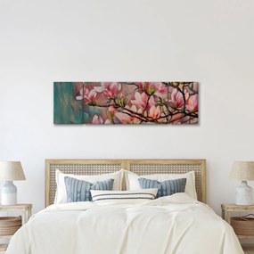 Obraz - Obraz olejny, Kwitnąca sakura (170x50 cm)