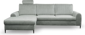 Masseno Narożnik VERONA z funkcją spania i pojemnikiem na pościel Narozniki L, Rozkładana sofa - Szary, VELLUTO GREY 16