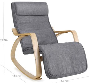 SongmicsHome Fotel bujany SWING, max obciążenie 150kg, 67x115x91cm, szara