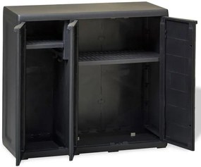 Czarna szafka gospodarcza balkonowa na zewnątrz trzydrzwiowa - Kendall 4X