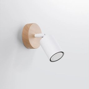 Kinkiety nowoczesny Flare, stal/drewno - 1 źródło światła 4000K - L.16 x H.16 cm - biały/drewno