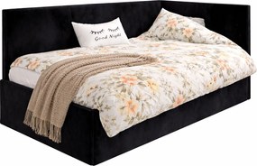 Czarny tapczan z pojemnikiem i oparciem l Z0-R62