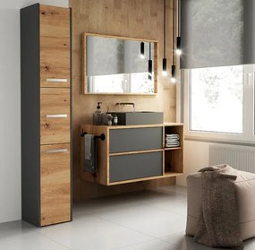 Nowoczesny słupek do łazienki antracyt + dąb artisan M3-L58
