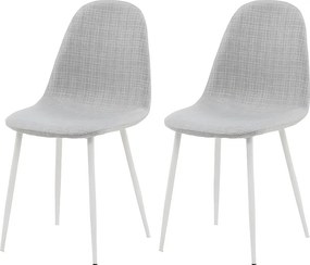 Zestaw 2 krzeseł jadalnianych Polar z szarym/białym obiciem z poliestru o nowoczesnym designie i miękkim wypełnieniu