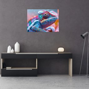 Obraz na szkle - Kolorowy kameleon (70x50 cm)