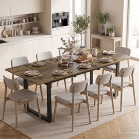 HOMCOM Stół rozkładany 140-180 cm dla 6-8 osób, prostokątny w stylu industrialnym z metalowym stelażem, imitacja drewna tygrysiego | Aosom PL