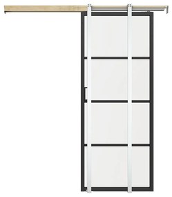 Drzwi przesuwne chowane w ścianie - aluminium i matowe szkło hartowane - wys. 205 x szer. 93 cm - SINCA II