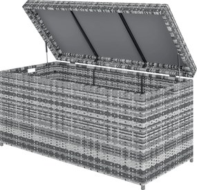 Outsunny Skrzynia z Rattanu 380L odporna na UV z pokrywą i przestrzenią UV-odporny 130 x 61 x 65 cm Ciemnoszary