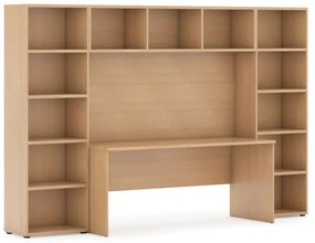 Biblioteka INTEGRO z wbudowanym biurkiem, niska, 2950x700/400x1920 mm, buk