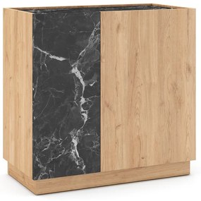 Czarno-naturalna szafka w dekorze dębu 80x79 cm Dione – Marckeric