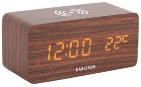 Karlsson 5933DW LED budzik/zegar z funkcją ładowania 15 cm, brązowy