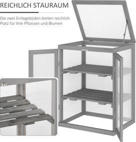 Outsunny Szklarnia Tunelowa Transparentna do Ogrodu Drewno Poliwęglan 58x44x78cm | Aosom PL