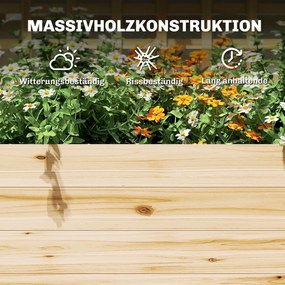 Outsunny Podwyższona donica z kratką i wiszącym dachem, drewniana donica z 2 półkami, otworami odpływowymi, 76 x 43,5 x 177 cm | Aosom PL