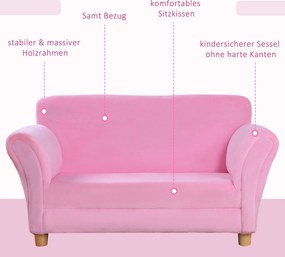 HOMCOM Sofa dziecięca fotel dziecięcy sofa kanapa dzieci pokój dziecięcy sofa dwuosobowa sofa z motywem truskawek
