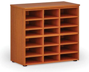 Regał sortujący PRIMO WOOD, 800 x 420 x 740 mm, 18 przegród, czereśnia
