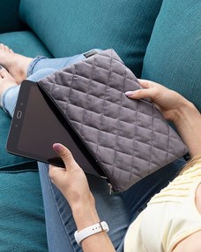 Etui na tablet Velvet kolor szary tkanina połyskliwa, welwetowa