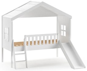 Białe łóżko dziecięce z litego drewna sosnowego w kształcie domku/podwyższone 90x200 cm Housebed – Vipack