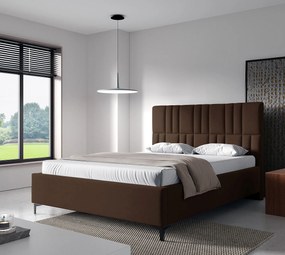 Brązowe łóżko z pikowanym zagłówkiem 4 rozmiary C2-B81