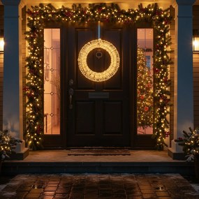 Świąteczna lampa wisząca wieniec srebrny 45 cm z LED IP44 - Nawa